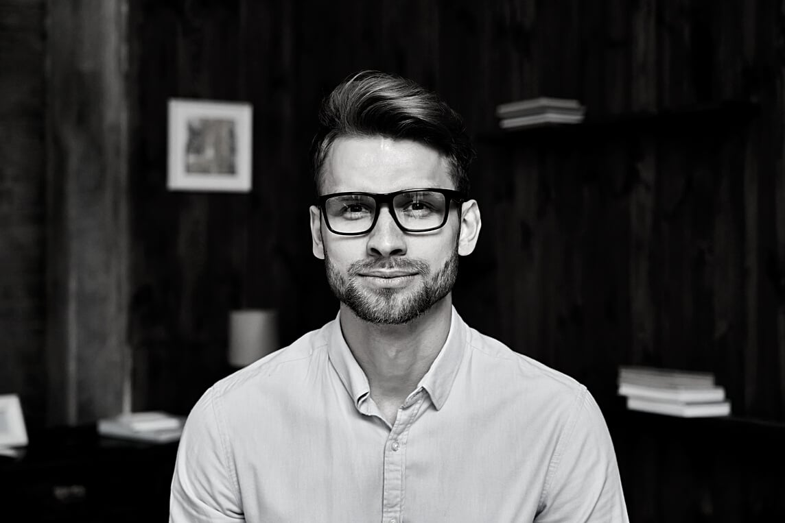 Confident Young Business Man Looking at Camera, Headshot Portrait.